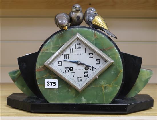 An Art Deco marble clock